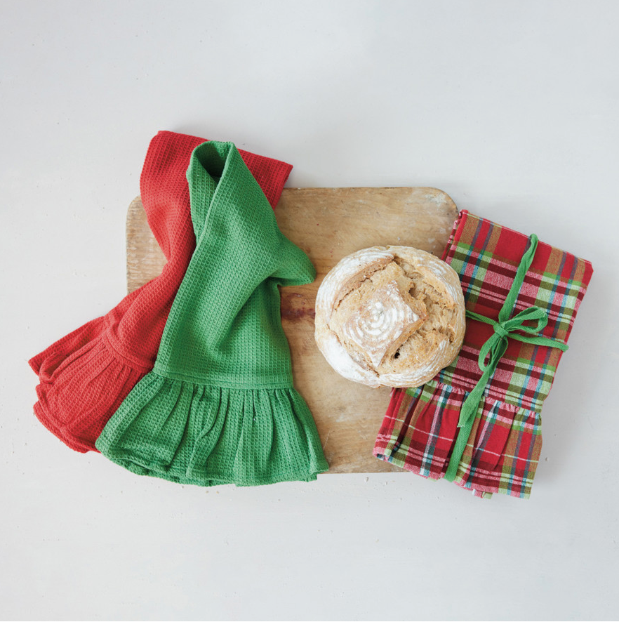 Ruffled Waffle Weave Tea Towel - Set of 3