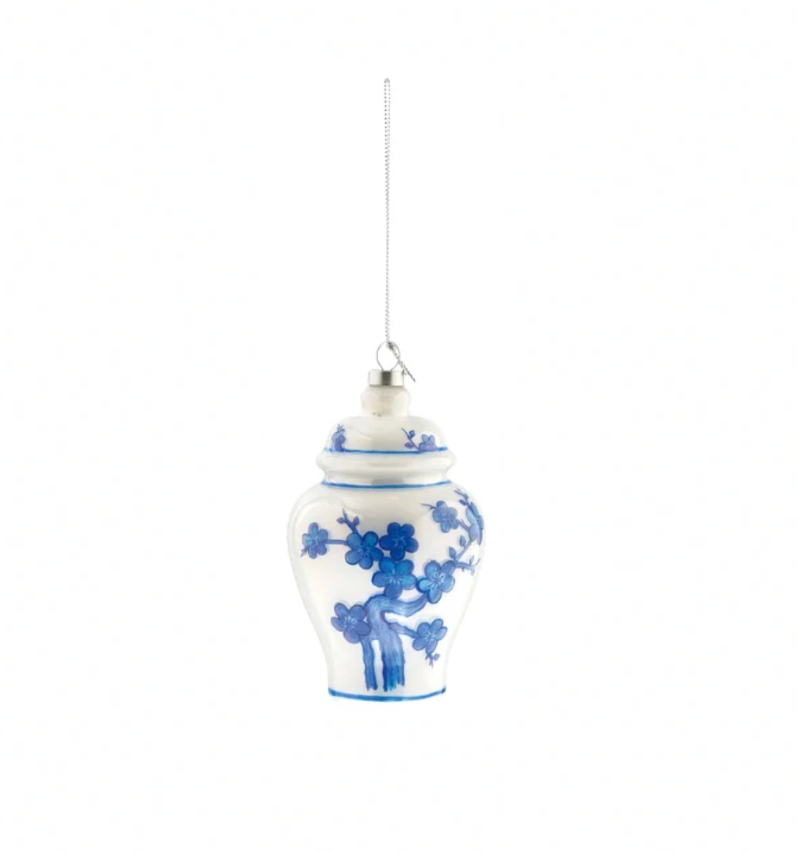 White & Blue Glass Ginger Jar/Cachepot Ornament - 2 Styles