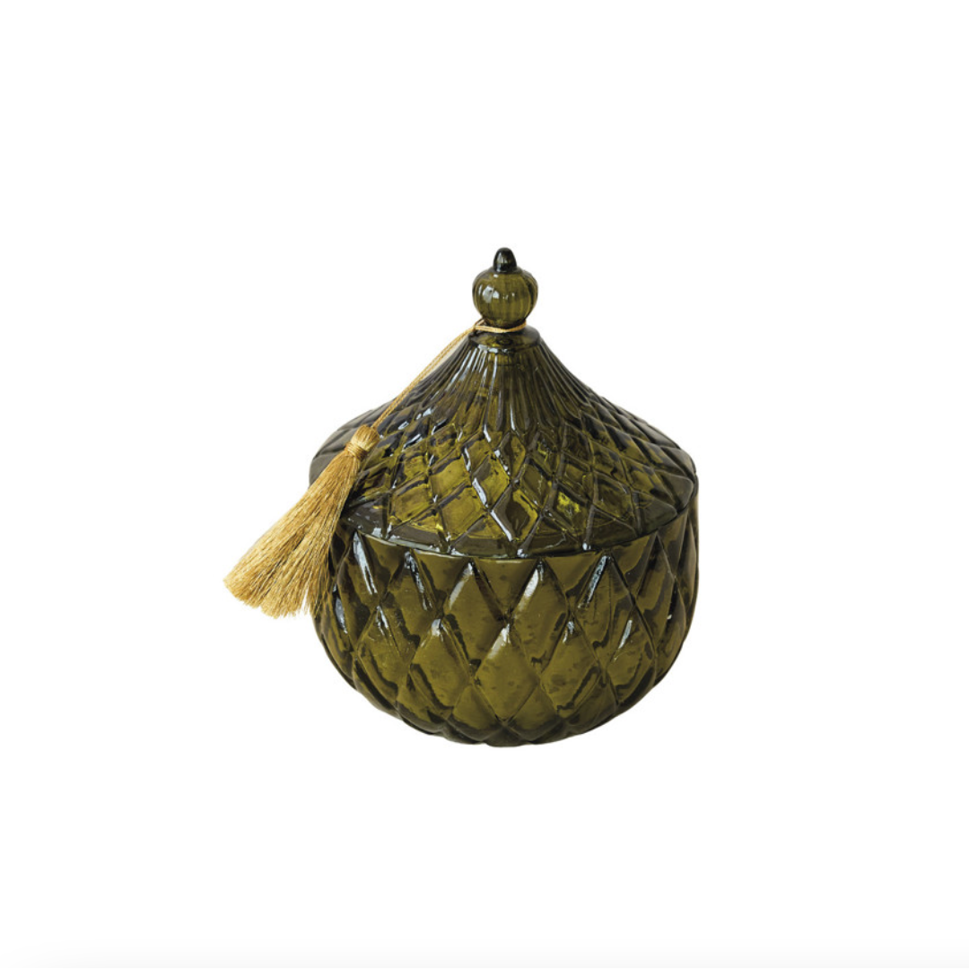Embossed Mercury Glass Walk In The Woods Scented Jar Candle