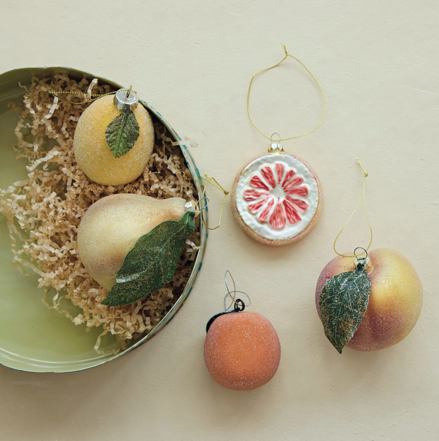 Hand-Painted Glass Lemon Ornament with Glitter & Sugar