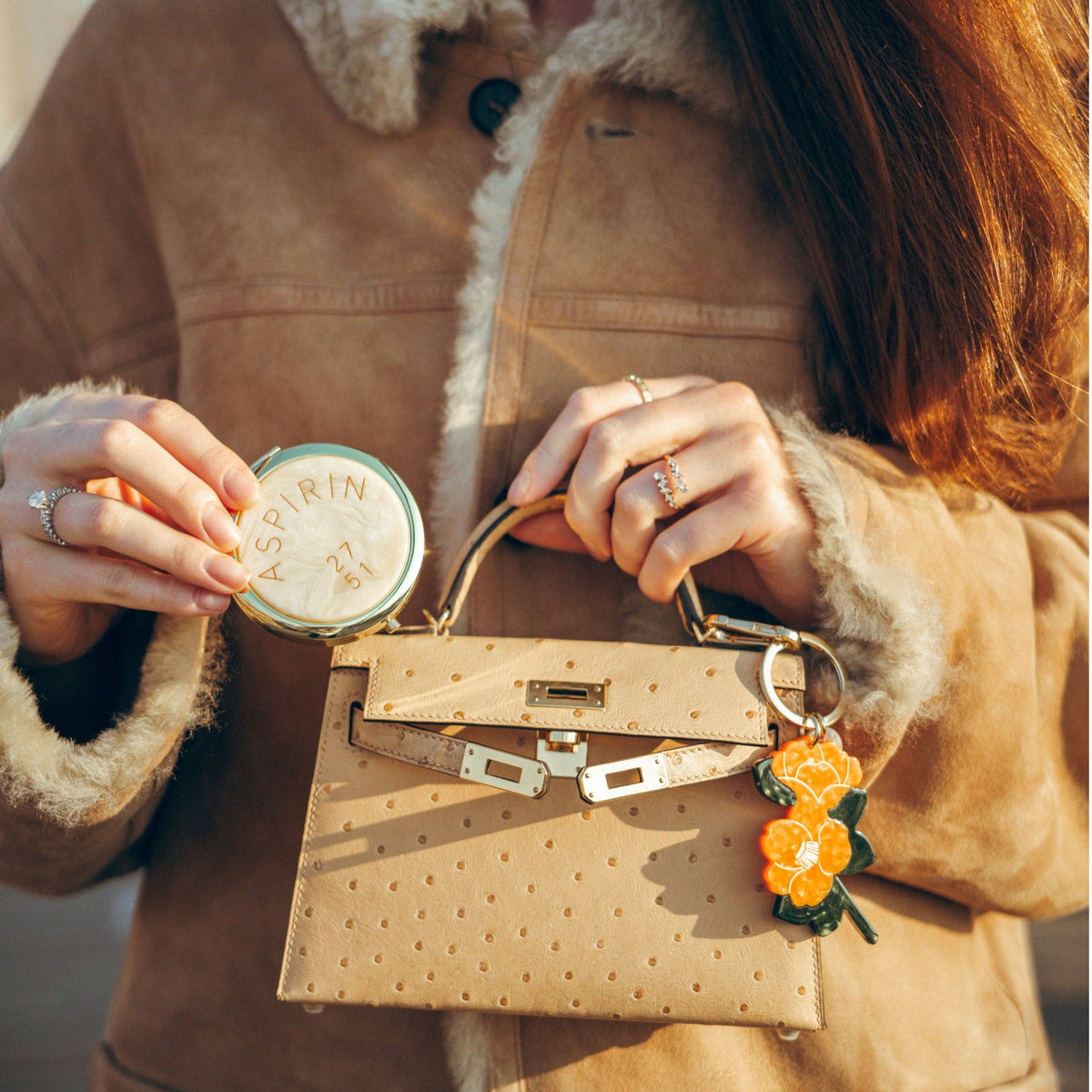 Hand-painted Aspirin Handbag Hero Pill Compact