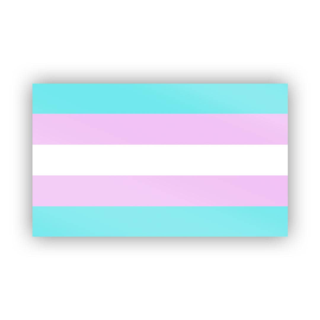 Trans pride flag sticker ready for sticking on laptops, water bottles, your car, or anywhere else you can think of.

The Transgender Pride Flag, created by American Trans woman Monica Helms in 1999, just in sticker form! 3.3" x 2"