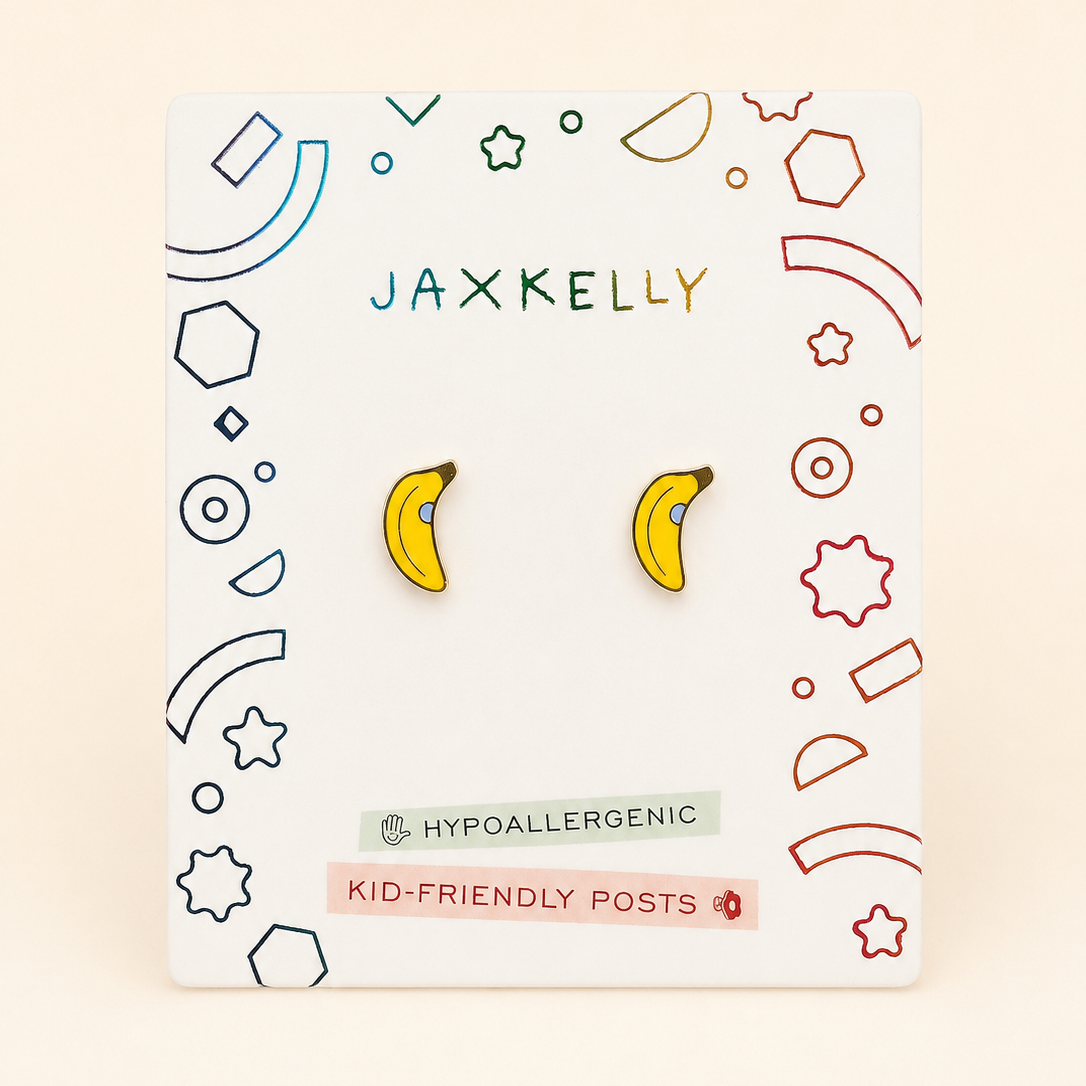High-quality, hypoallergenic earrings are made for kids with sensitive ears and can be worn 24/7. Designed for kids but cute enough for grown-ups too!

Details:

Post Length: 10mm
Post Size: 20 gauge, .8mm
Flat screw back
Waterproof and can be worn in the pool and bath
Poke-free back
Surgical grade stainless steel
18K gold plated
Enamel