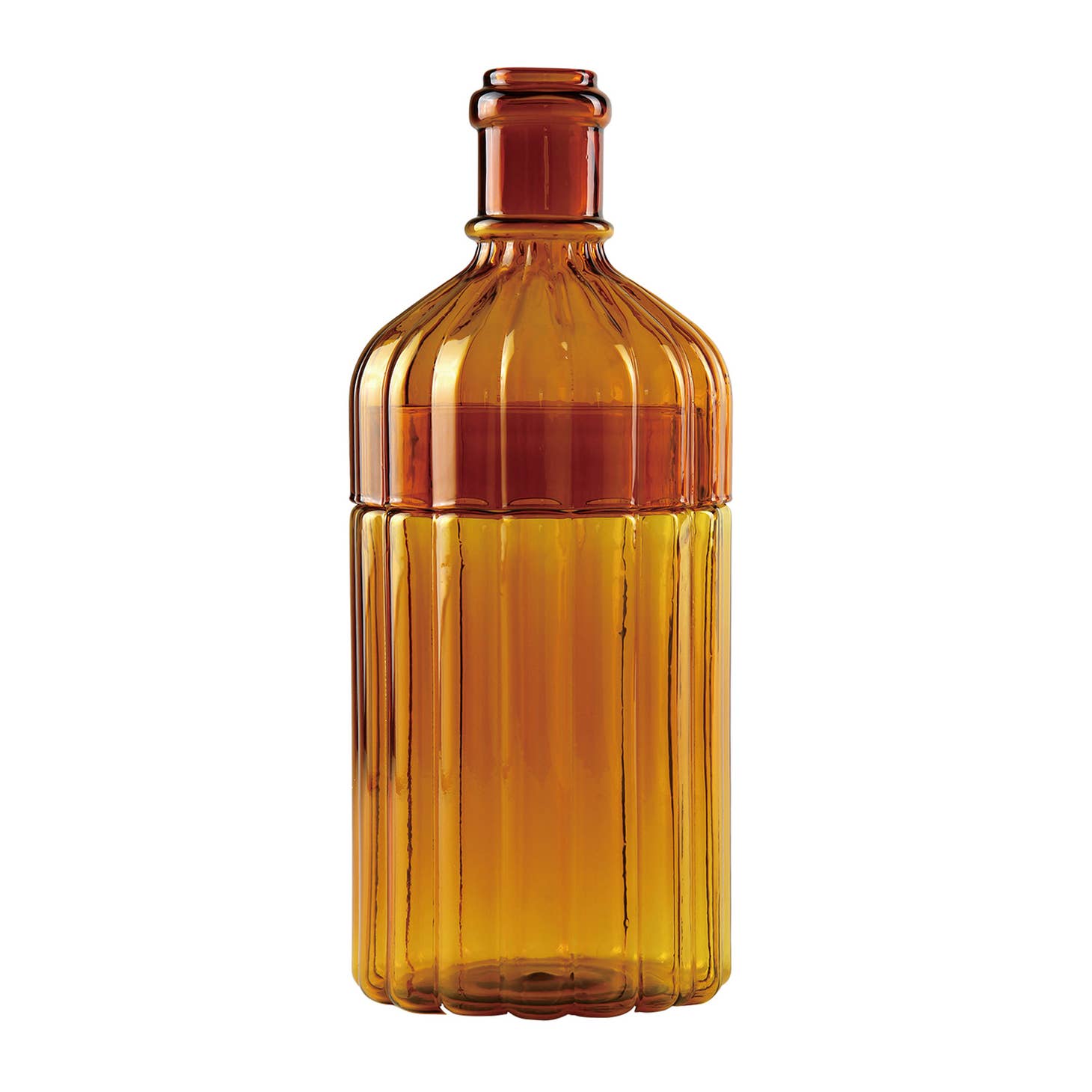 Metropolitan Elegance Ribbed Glass Flower Vase - Amber