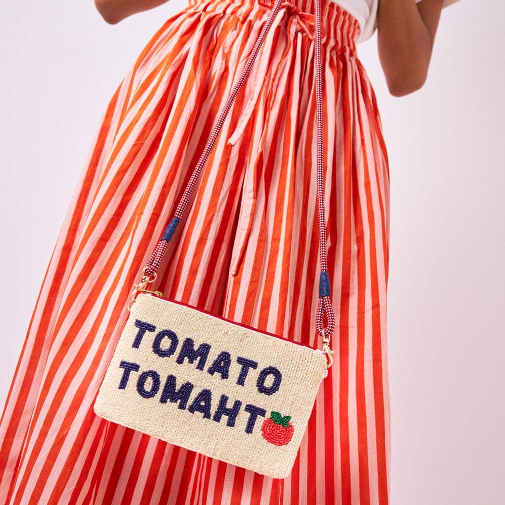 Leila Tomato Tomahto Seed Bead Clutch With Strap
