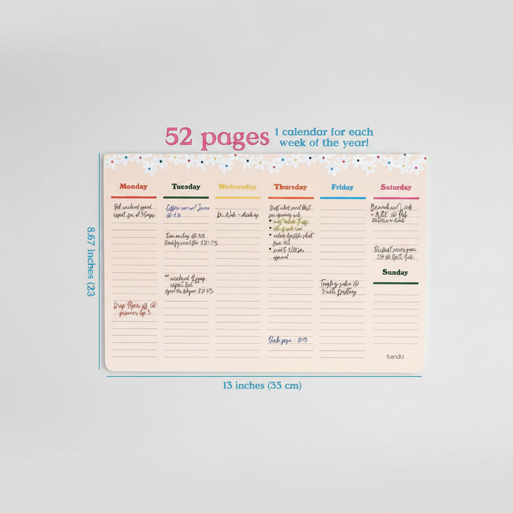 Week-To-Week Mega Desk Notepad - Daisies