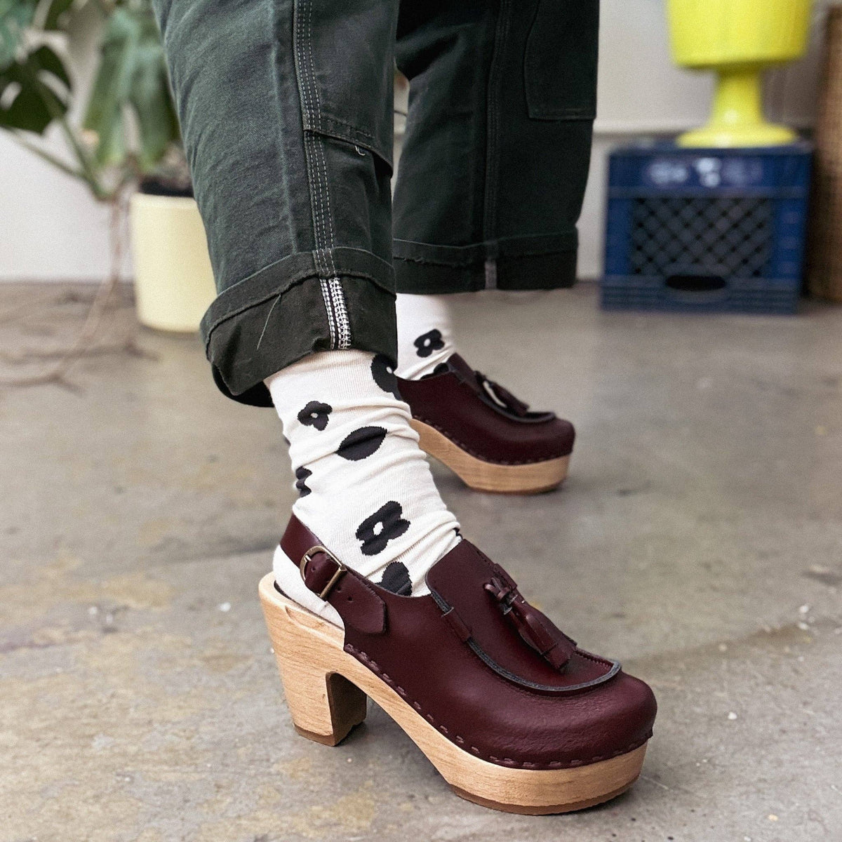 Crew Socks - Celeste in Black & Natural
