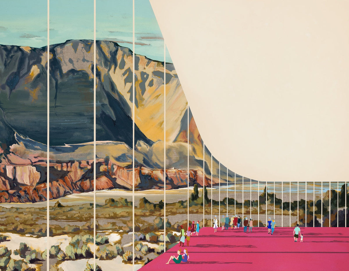 dramatic mountain landscape with abstract elements. 