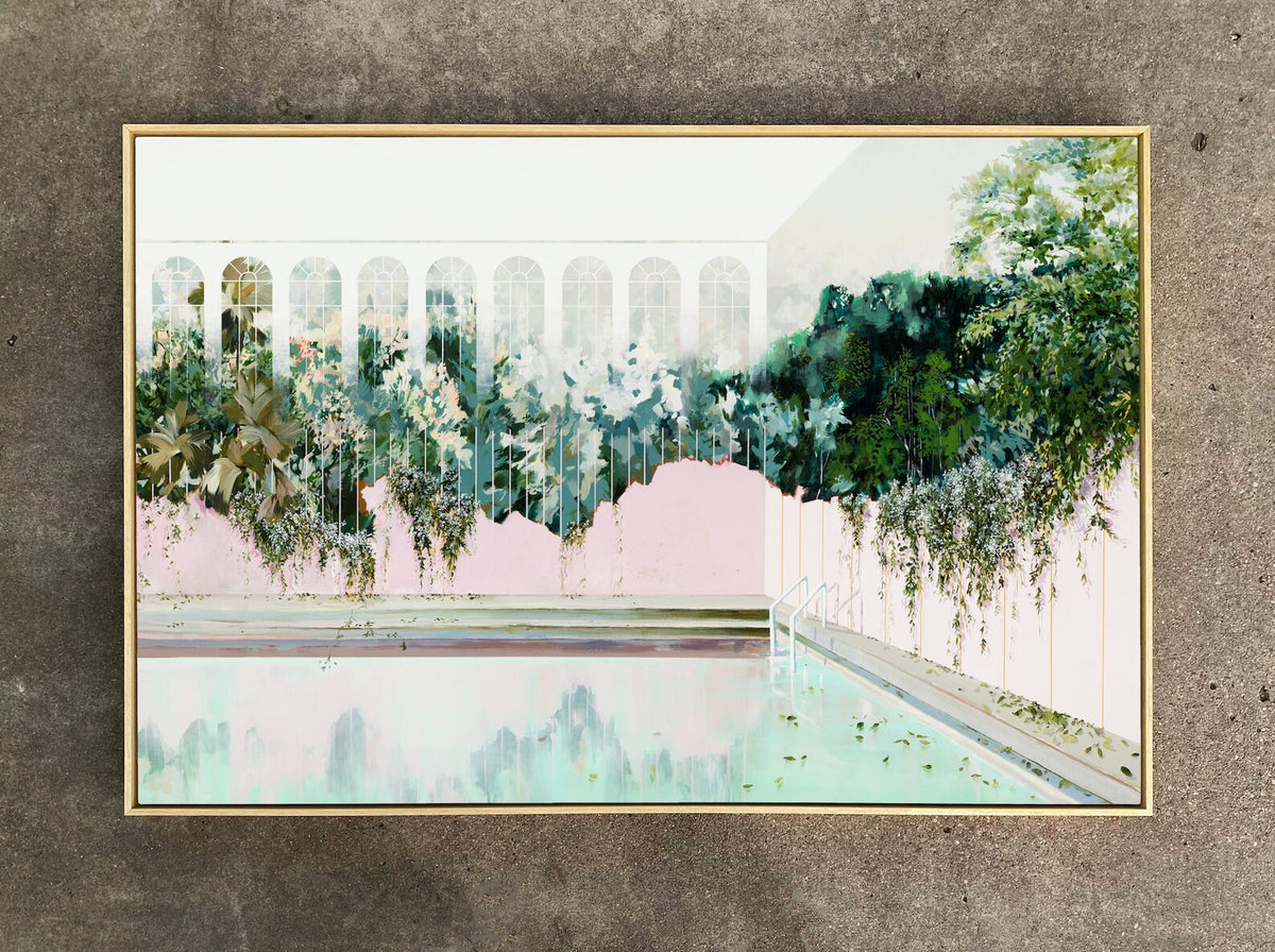 original painting shown against cement. 