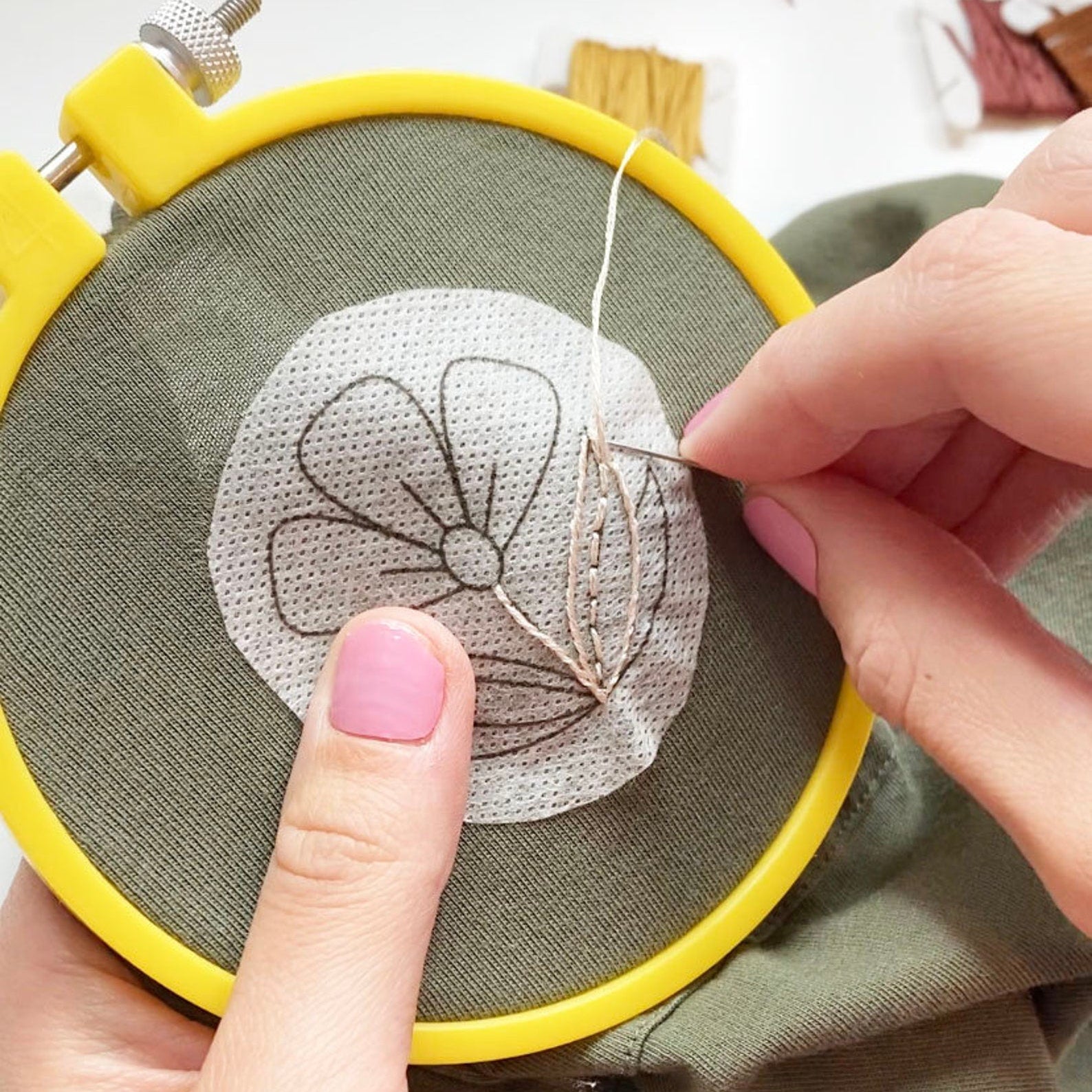 Folk Floral Embroidery Stick and Stitch