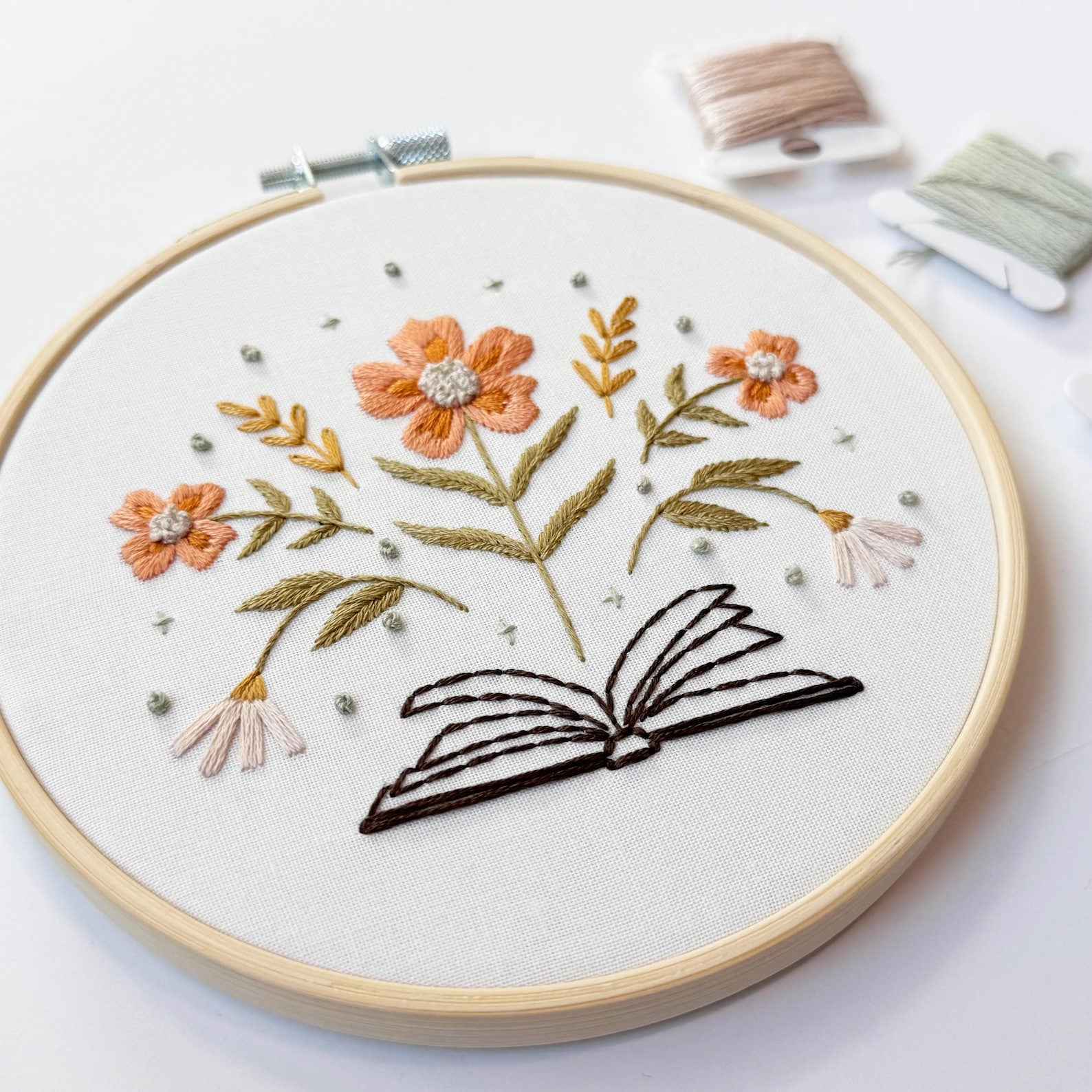 Open Book Floral Embroidery Kit