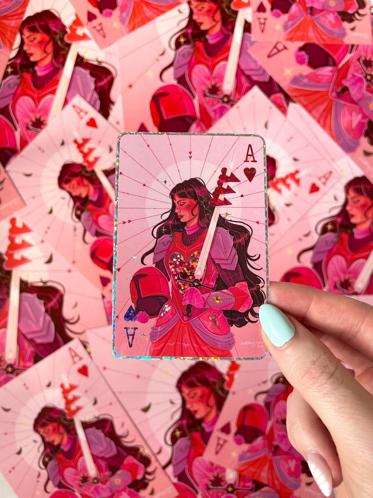 Ace of Hearts Glitter Sticker