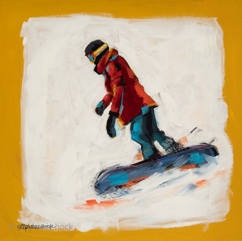 Yellow Snowboarder Print