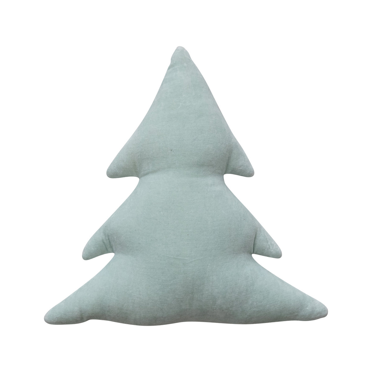 Velvet Mint tree-shaped pillow on a white background