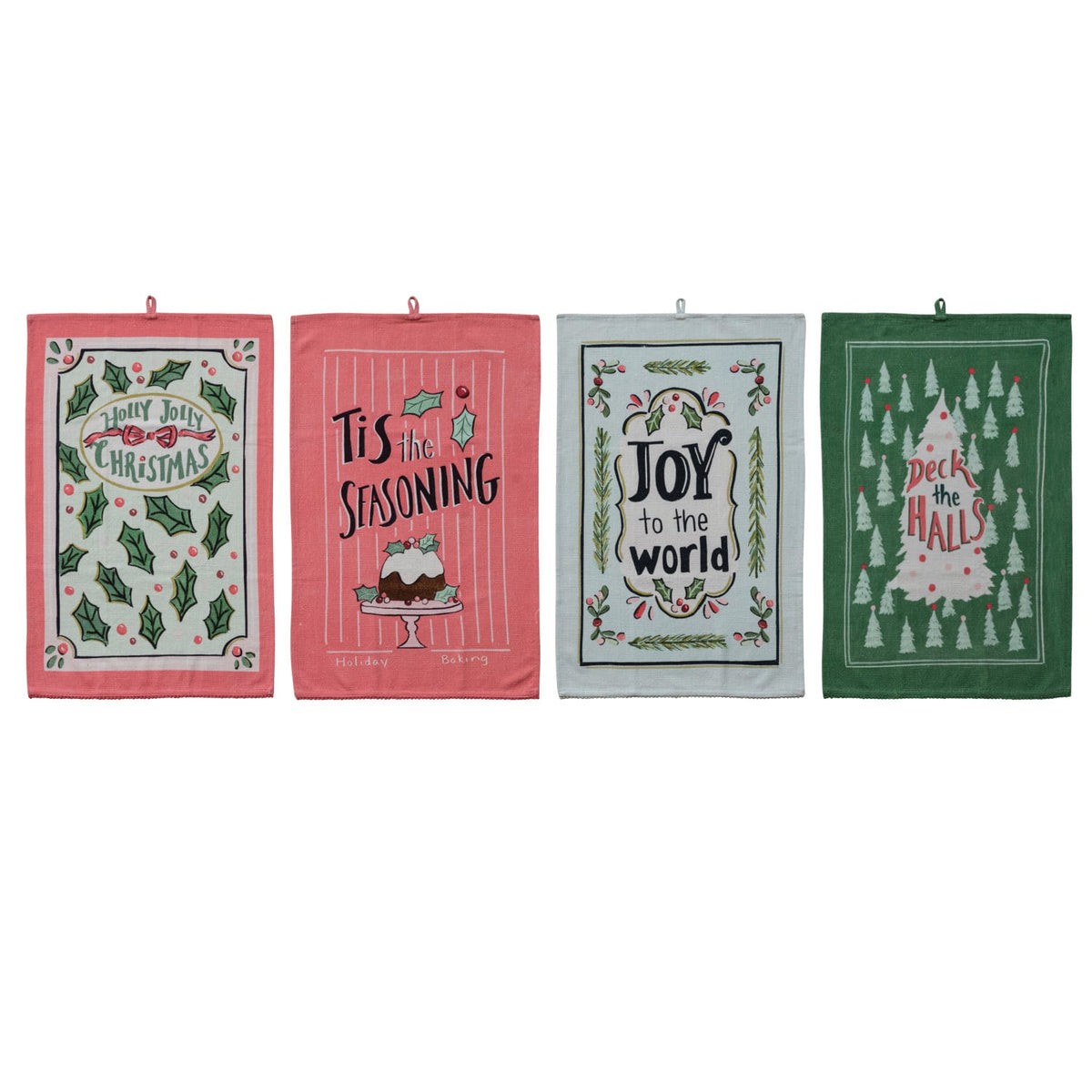 Soft Holiday Whimsy Tea Towel – Deck the Halls. Bring warmth and festive cheer into your kitchen with the Soft Holiday Whimsy "Deck the Halls" Tea Towel. Crafted from soft, high-quality cotton and finished with playful pom-pom trim, this charming towel adds a cozy, welcoming touch to your holiday home decor or makes a lovely gift for someone special.