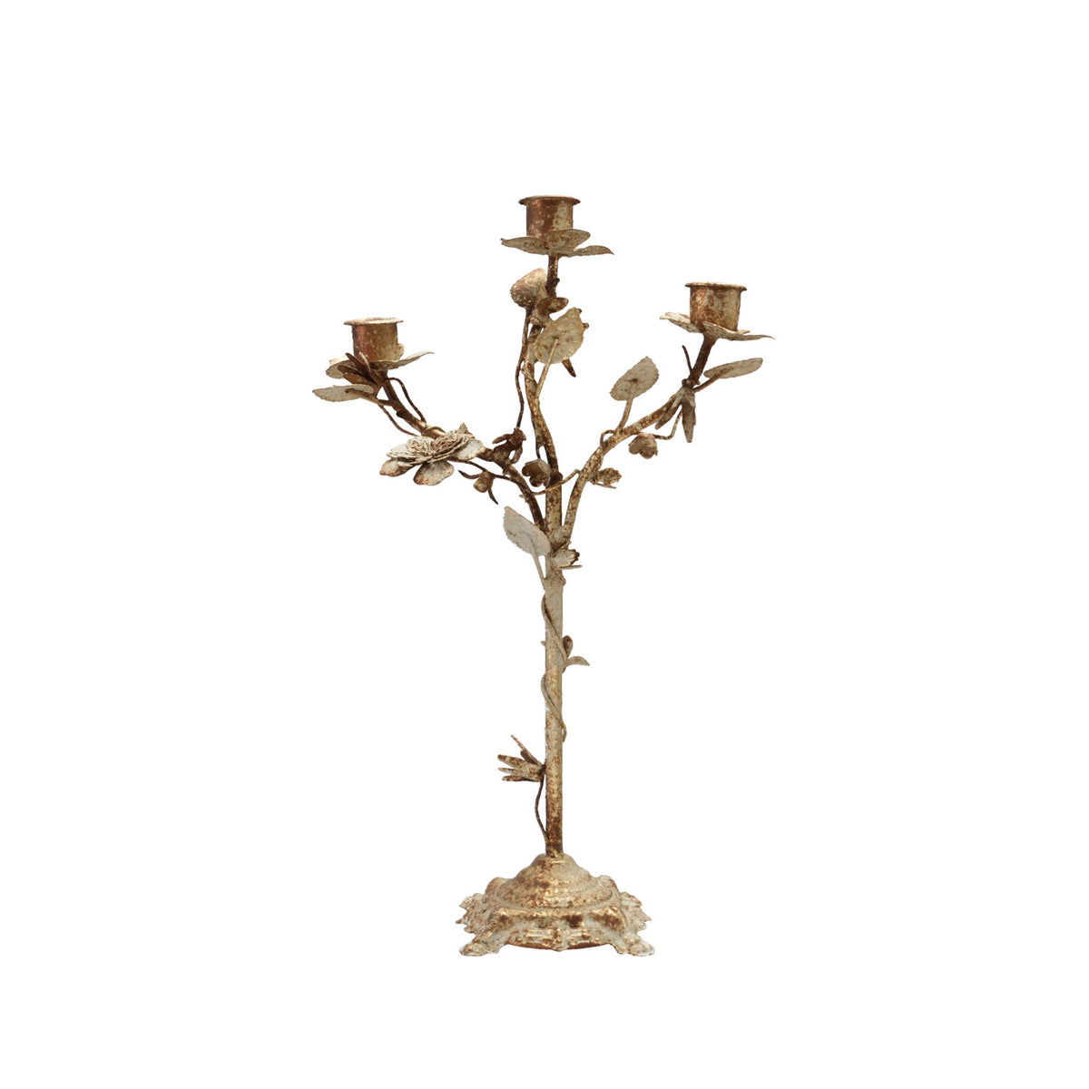 Vintage Reproduction Botanical Toleware Candelabra. Add timeless charm and a cozy, inviting glow to your home with our Vintage Reproduction Botanical Toleware Candelabra. Beautifully crafted with delicate leaf details and designed to hold three taper candles, this elegant piece creates a warm, welcoming ambiance for intimate dinners, festive gatherings, or quiet, relaxing evenings.