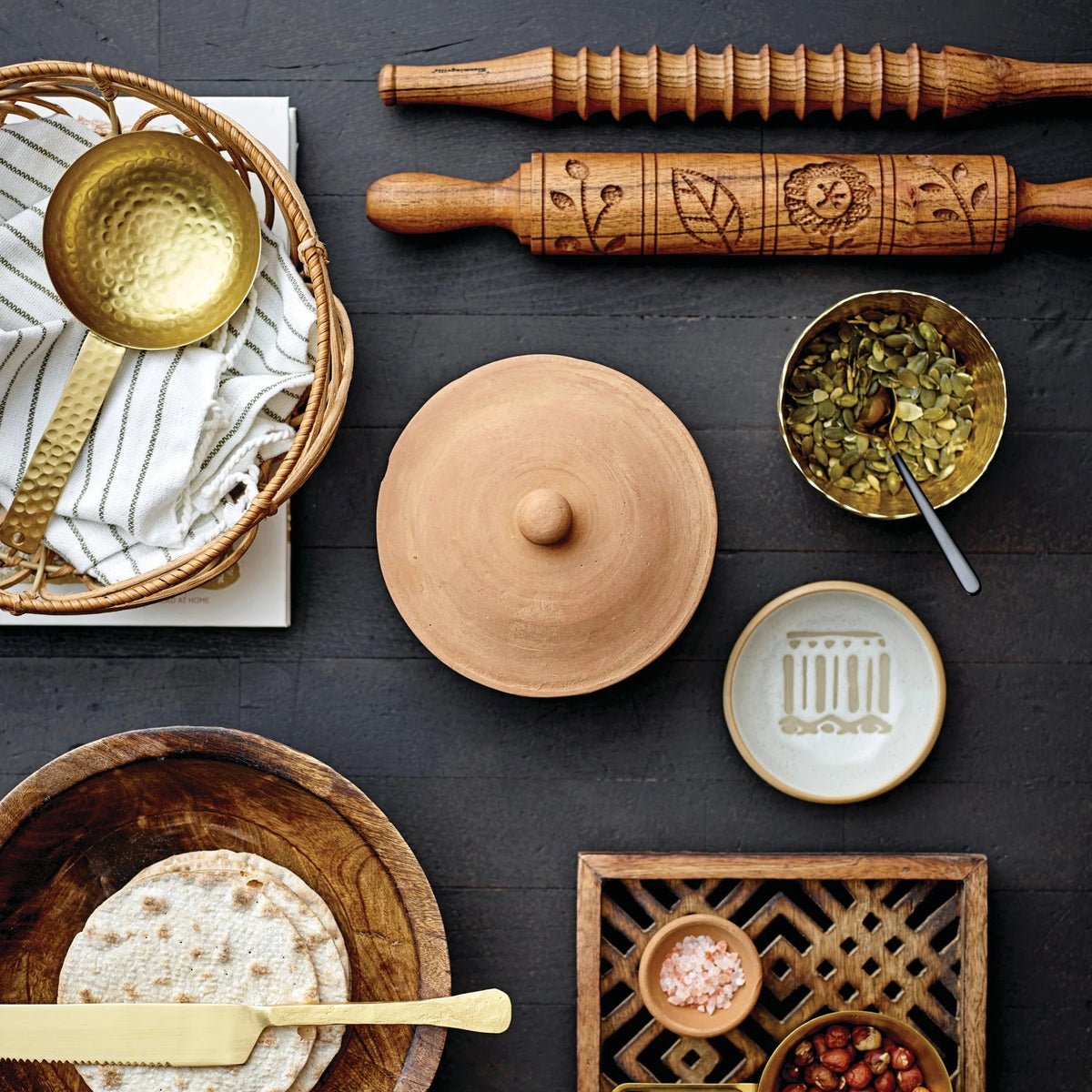 Hand-Carved Wood Rolling Pin - 3 Styles